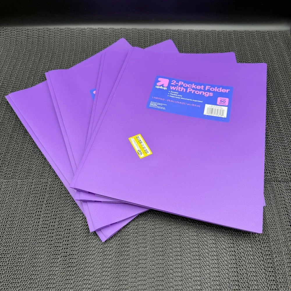 Up & Up 2-Pocket Folder with Prongs Purple Poly Portfolio 5-Pack 90810308180